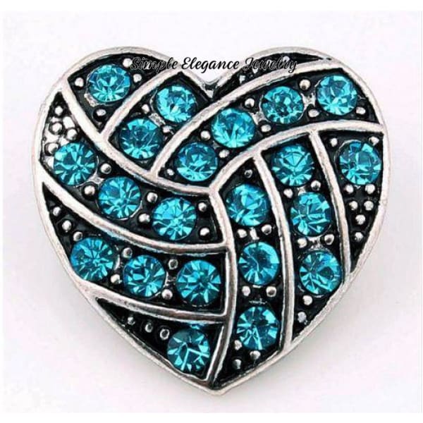 Rhinestone Birthstone Heart Snap 20mm - Turquoise - Snap Jewelry
