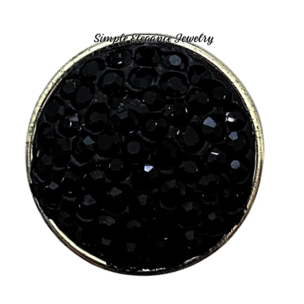 Rhinestone Bling Snap 20mm (Assorted Colors) - Black - Snap Jewelry