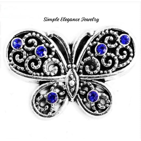 Rhinestone Butterfly Snap 20mm for Snap Jewelry - Blue - Snap Jewelry