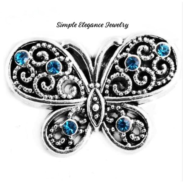 Rhinestone Butterfly Snap 20mm for Snap Jewelry - Turquoise - Snap Jewelry