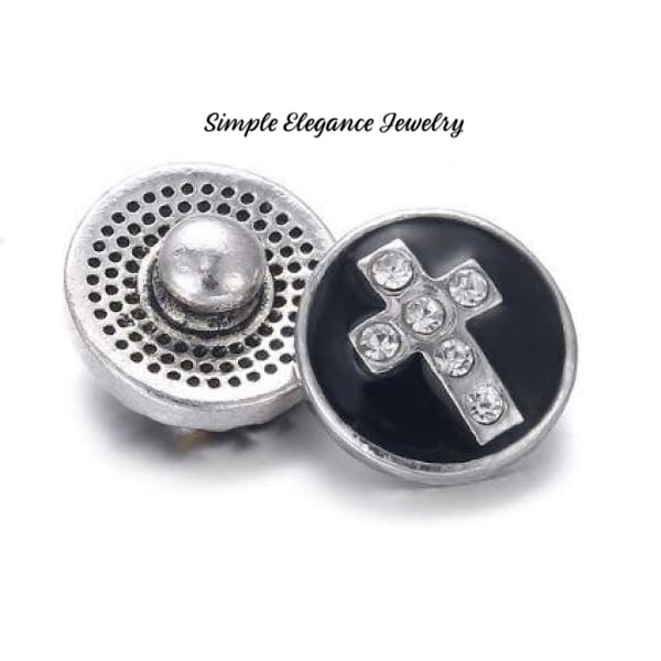 Rhinestone Cross 12mm MINI for Snap Charm Jewelry - Black MINI - Snap Jewelry