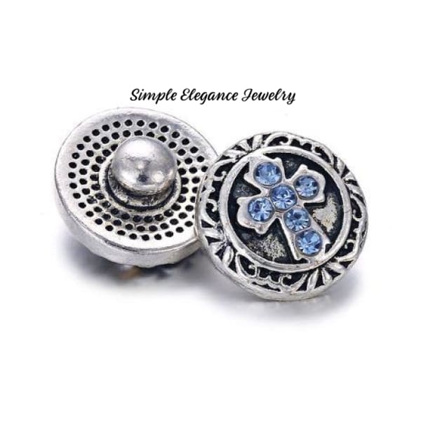 Rhinestone Cross 12mm MINI for Snap Charm Jewelry - Blue MINI - Snap Jewelry