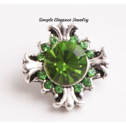 Rhinestone Cross 12mm MINI for Snap Charm Jewelry - Green MINI - Snap Jewelry