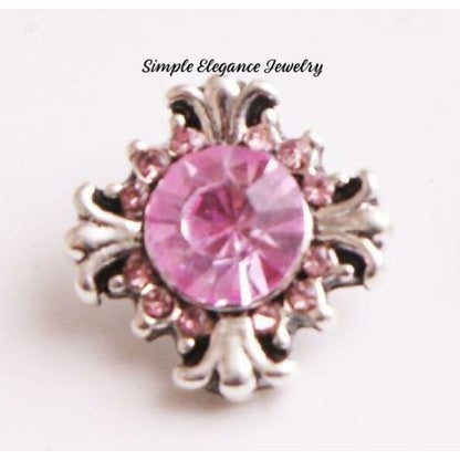Rhinestone Cross 12mm MINI for Snap Charm Jewelry - Pink MINI - Snap Jewelry