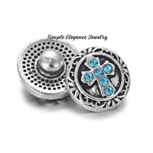 Rhinestone Cross 12mm MINI for Snap Charm Jewelry - Turquoise MINI - Snap Jewelry