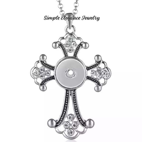 Rhinestone Cross Necklace Snap Necklace 20mm Snap - Snap Jewelry