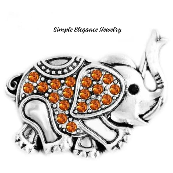 Rhinestone Elephant Metal Snap 20mm - Amber - Snap Jewelry