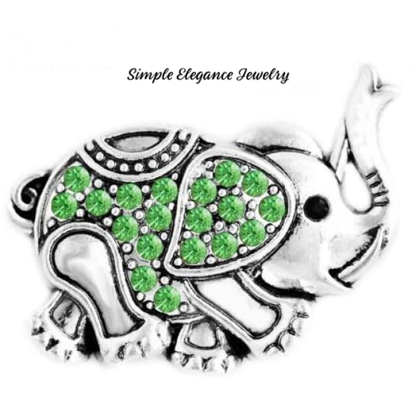 Rhinestone Elephant Metal Snap 20mm - Green - Snap Jewelry