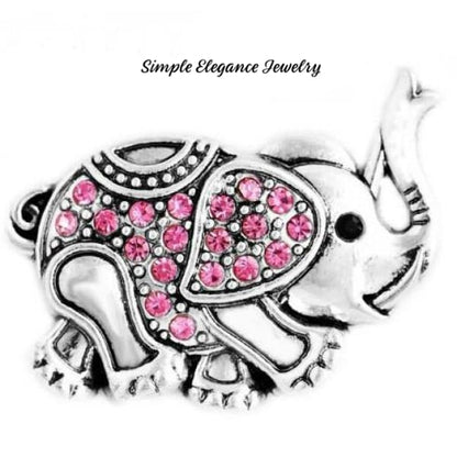 Rhinestone Elephant Metal Snap 20mm - Pink - Snap Jewelry