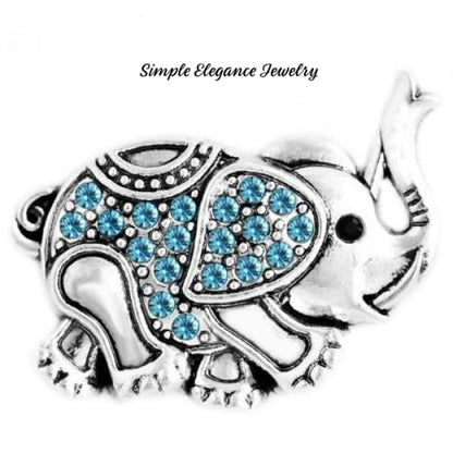 Rhinestone Elephant Metal Snap 20mm - Turquoise - Snap Jewelry