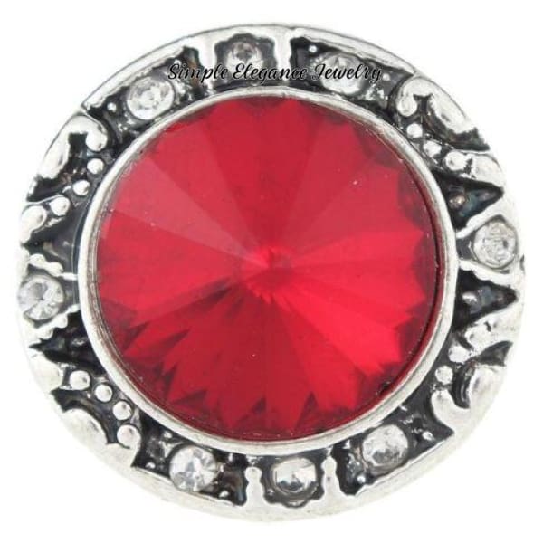 Rhinestone Faceted Snap for Snap Charm Jewelry 20mm Several Colors to Choose From) - Ruby Red - Snap Jewelry