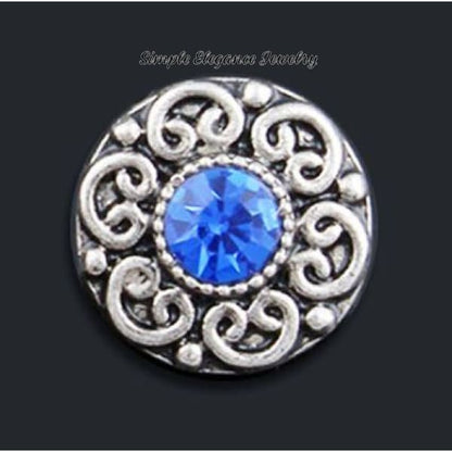 Rhinestone Flower 12mm MINI for Snap Charm Jewelry - Blue MINI - Snap Jewelry