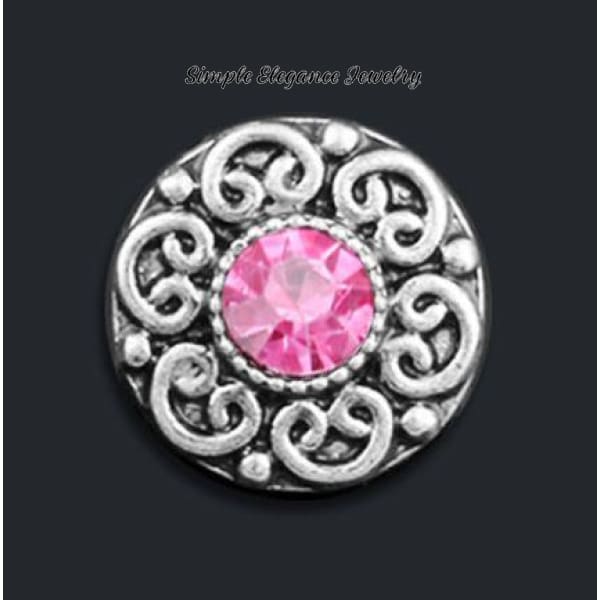 Rhinestone Flower 12mm MINI for Snap Charm Jewelry - Pink MINI - Snap Jewelry