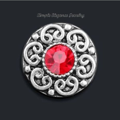 Rhinestone Flower 12mm MINI for Snap Charm Jewelry - Red - Snap Jewelry