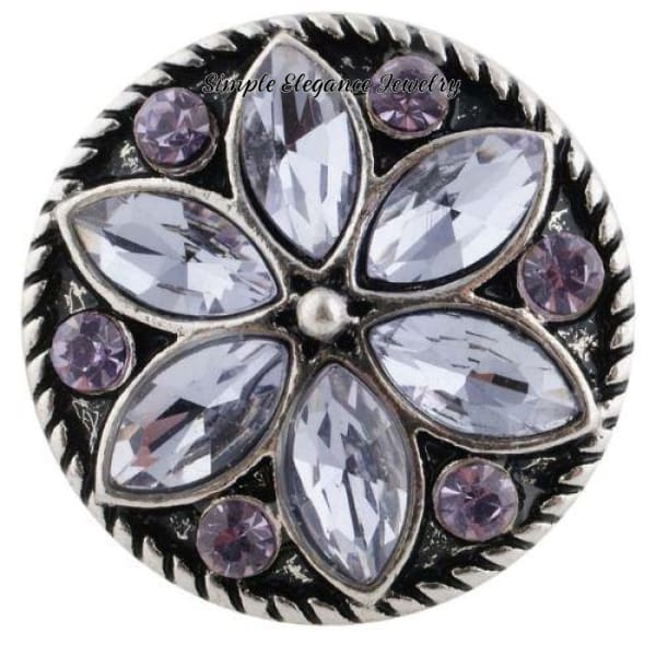 Rhinestone Flower Birthstone Snap 20mm Snap - Clear - Snap Jewelry