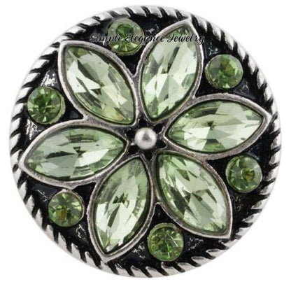 Rhinestone Flower Birthstone Snap 20mm Snap - Peridot - Snap Jewelry