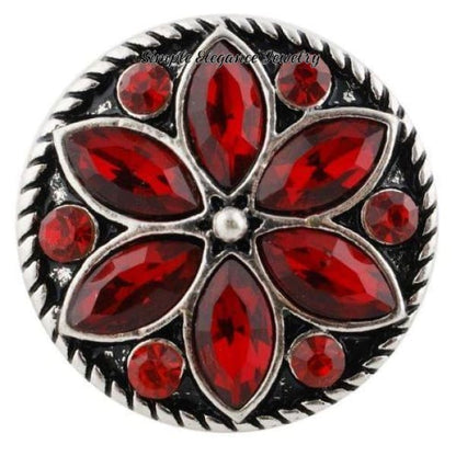 Rhinestone Flower Birthstone Snap 20mm Snap - Red - Snap Jewelry