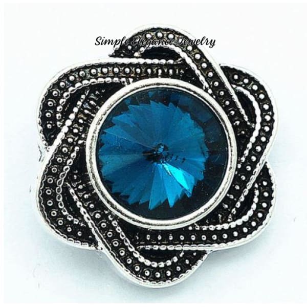 Rhinestone Flower Snap 20mm for Snap Charms - Marine Blue - Snap Jewelry