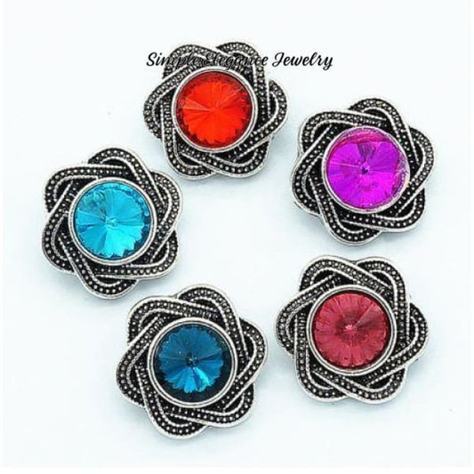 Rhinestone Flower Snap 20mm for Snap Charms - Pink - Snap Jewelry