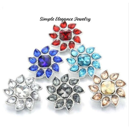 Rhinestone Flower Snap Button 20mm - Snap Jewelry