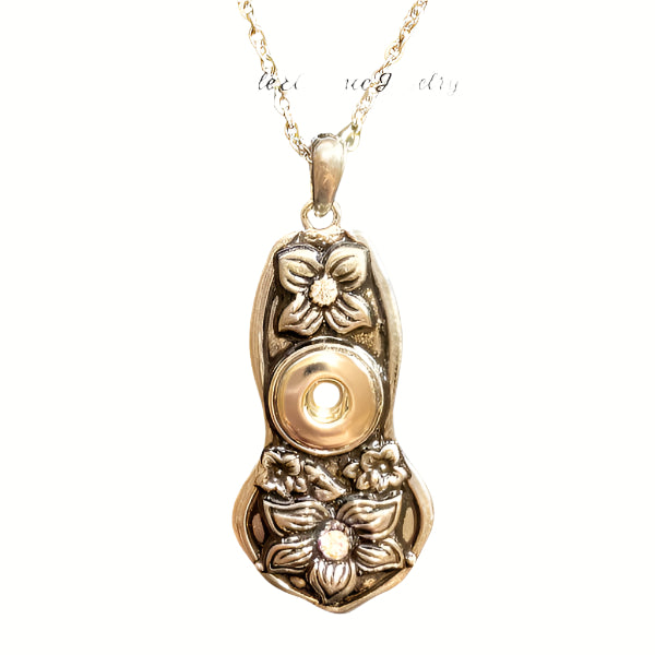 Rhinestone Flower Mini Snap Necklace 12mm - Snap Jewelry