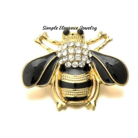 Rhinestone Gold Bumble Bee Snap Charm - Snap Jewelry