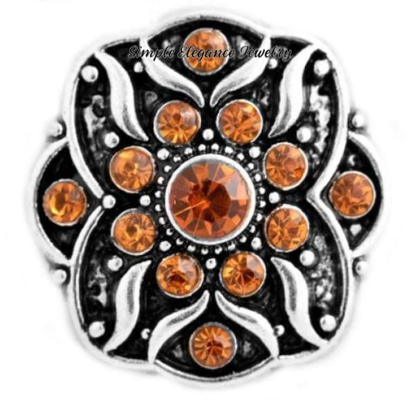 Rhinestone Metal 20mm Snap-Snap Charm Jewelry - Amber - Snap Jewelry