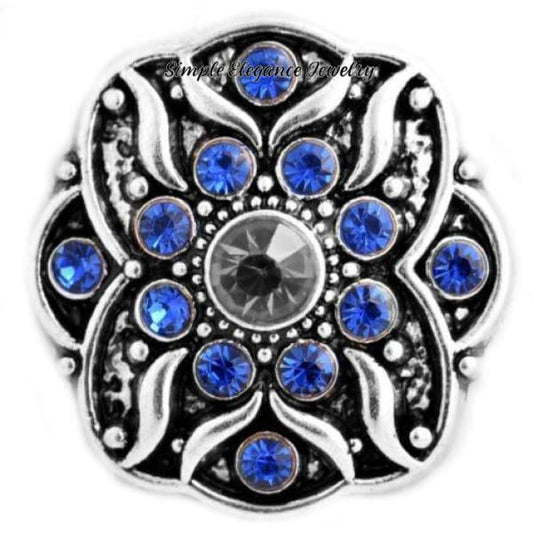 Rhinestone Metal 20mm Snap-Snap Charm Jewelry - Blue - Snap Jewelry