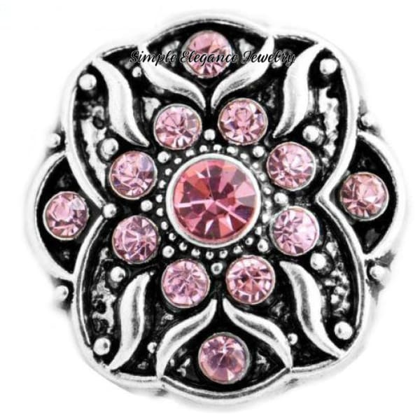 Rhinestone Metal 20mm Snap-Snap Charm Jewelry - Pink - Snap Jewelry