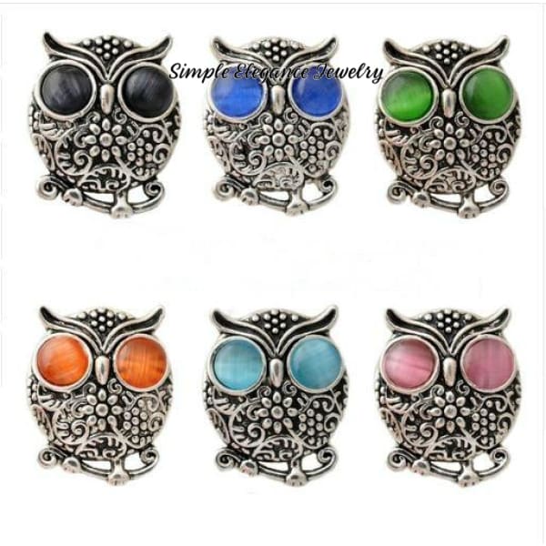 Rhinestone Metal Owl Snap 20mm for Snap Charm Jewelry - Snap Jewelry