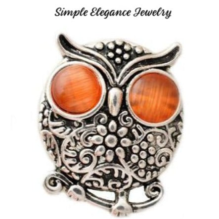 Rhinestone Metal Owl Snap 20mm for Snap Charm Jewelry - Orange - Snap Jewelry