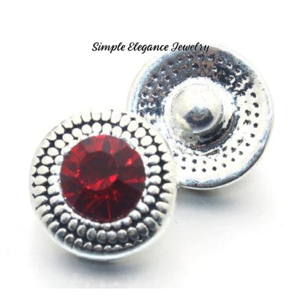 Rhinestone Mini Snap Charm 12mm for Snap Jewelry - Red - Snap Jewelry