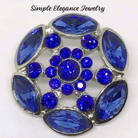 Rhinestone Open Weave Snap Button 20mm - Blue - Snap Jewelry