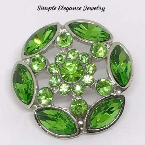 Rhinestone Open Weave Snap Button 20mm - Green - Snap Jewelry