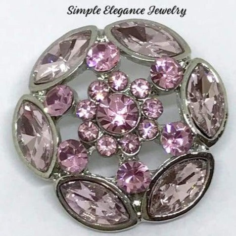 Rhinestone Open Weave Snap Button 20mm - Pink - Snap Jewelry