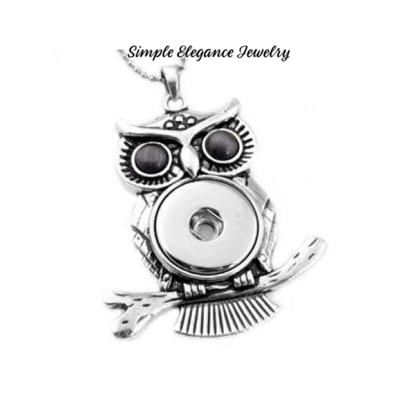 Rhinestone Owl Pendant 18-20mm Snap-4 Colors- Simple Elegance Jewelry - Black Eye - Snap Jewelry