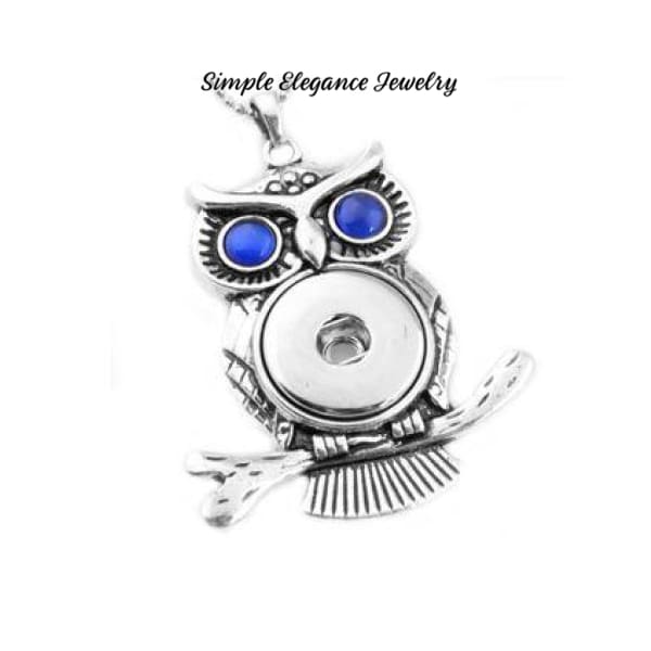 Rhinestone Owl Pendant 18-20mm Snap-4 Colors- Simple Elegance Jewelry - Blue Eye - Snap Jewelry