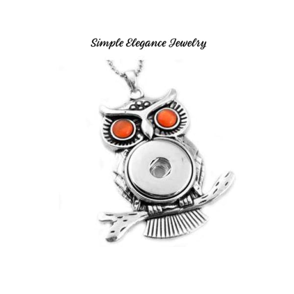 Rhinestone Owl Pendant 18-20mm Snap-4 Colors- Simple Elegance Jewelry - Rust Eye - Snap Jewelry