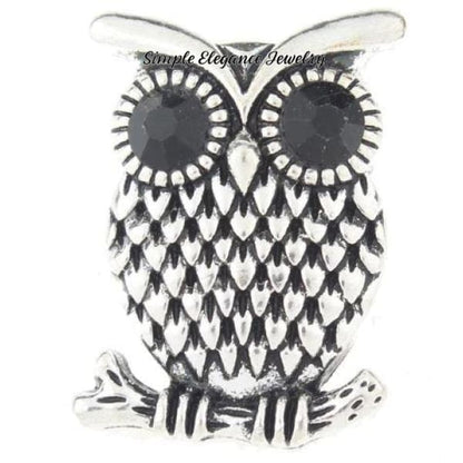 Rhinestone Owl Snap Charm 20mm for Snap Charm Jewelry - Black Eye - Snap Jewelry