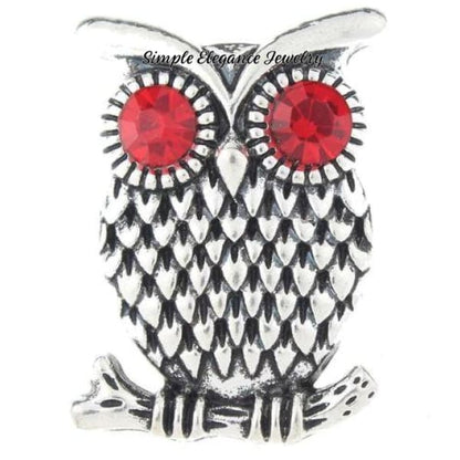 Rhinestone Owl Snap Charm 20mm for Snap Charm Jewelry - Red Eye - Snap Jewelry
