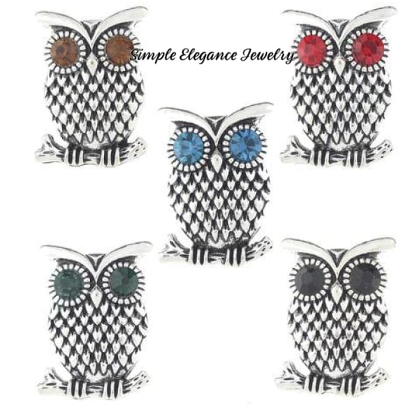 Rhinestone Owl Snap Charm 20mm for Snap Charm Jewelry - Snap Jewelry