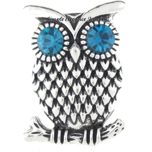 Rhinestone Owl Snap Charm 20mm for Snap Charm Jewelry - Turquoise Eye - Snap Jewelry