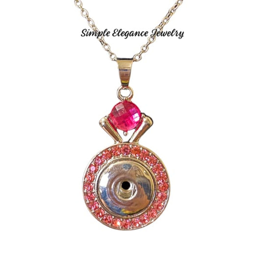 Rhinestone Single Snap Necklace - Pink - Snap Jewelry