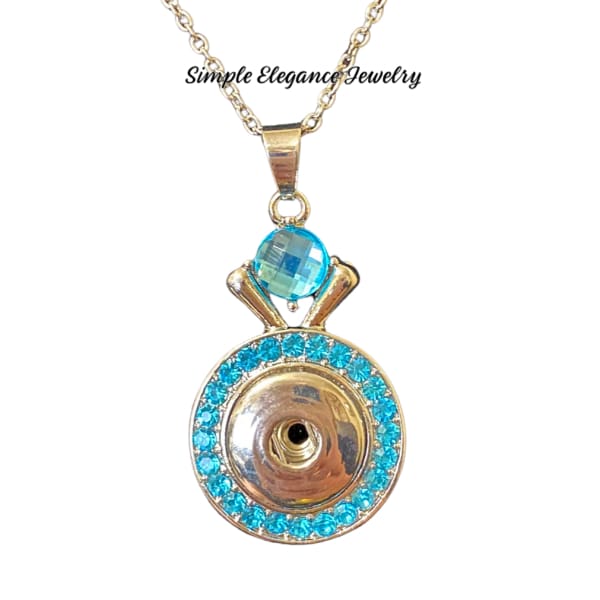 Rhinestone Single Snap Necklace - Turquoise - Snap Jewelry