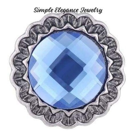 Rhinestone Snap Button 20mm - Blue - Snap Jewelry