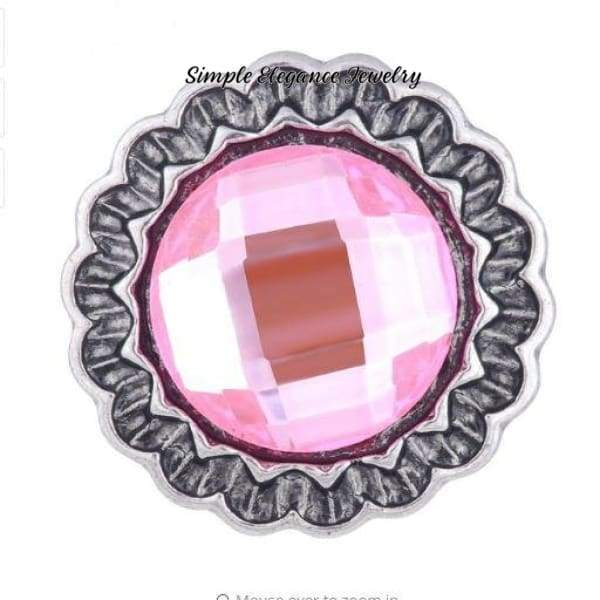 Rhinestone Snap Button 20mm - Pink - Snap Jewelry