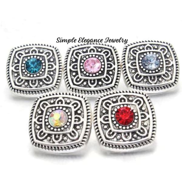 Rhinestone Square Birthstone Snap Assortment 20mm for Snap Jewelry - Snap Jewelry