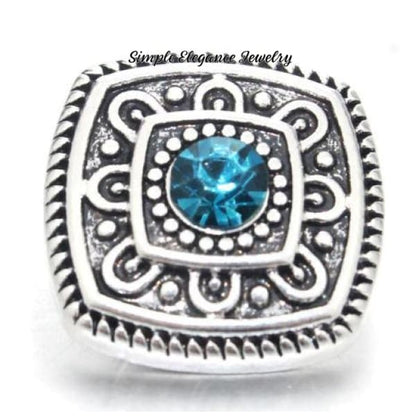 Rhinestone Square Birthstone Snap Assortment 20mm for Snap Jewelry - Turquoise - Snap Jewelry