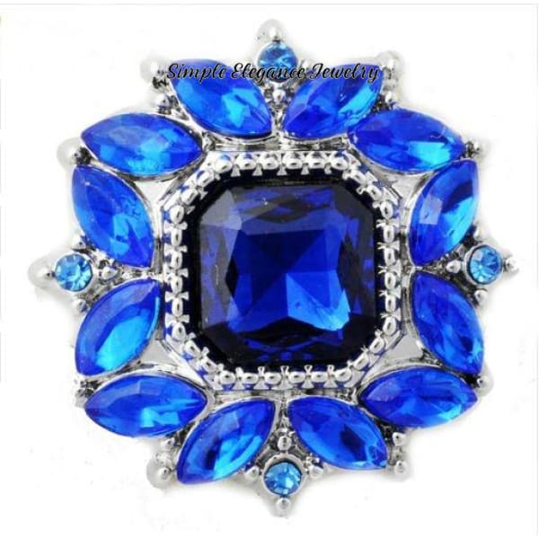 Rhinestone Super Bling 20mm Snap Charm for Snap Button Bracelets (5 Colors) - Blue - Snap Jewelry