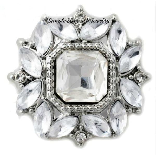 Rhinestone Super Bling 20mm Snap Charm for Snap Button Bracelets (5 Colors) - Clear - Snap Jewelry